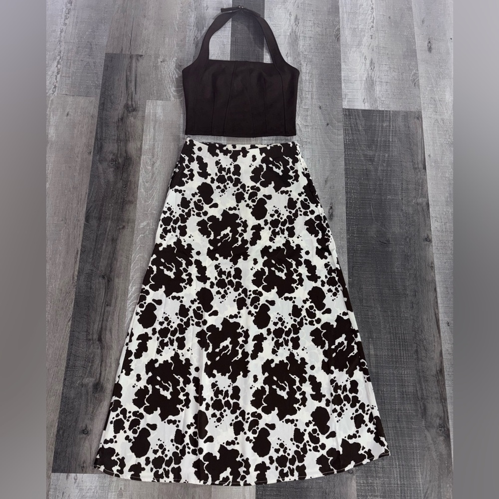 🐮VIRAL Sincerely Jules Cow Print A-Line Skirt Set